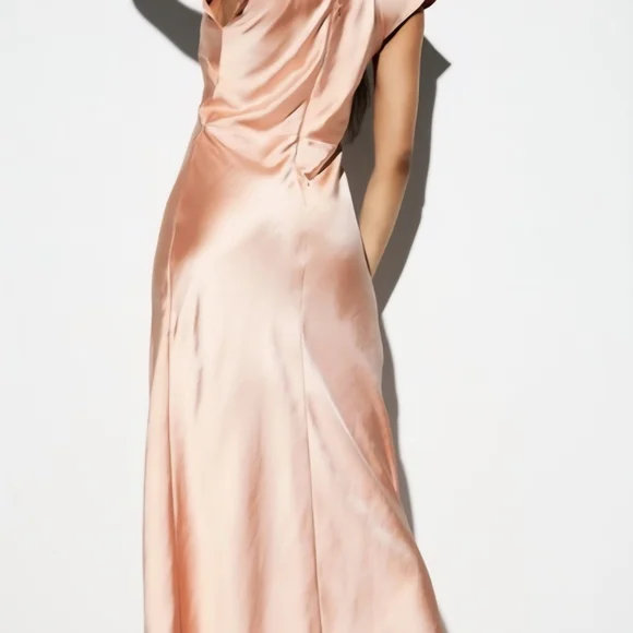 NWT Old Navy Peach Satin Maxi Dress - Picture 2 of 7